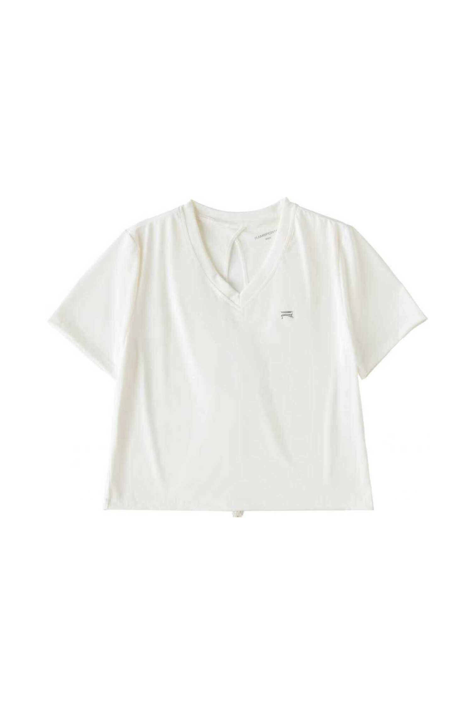 white Ramsports Keyhole Back Crop on a white background