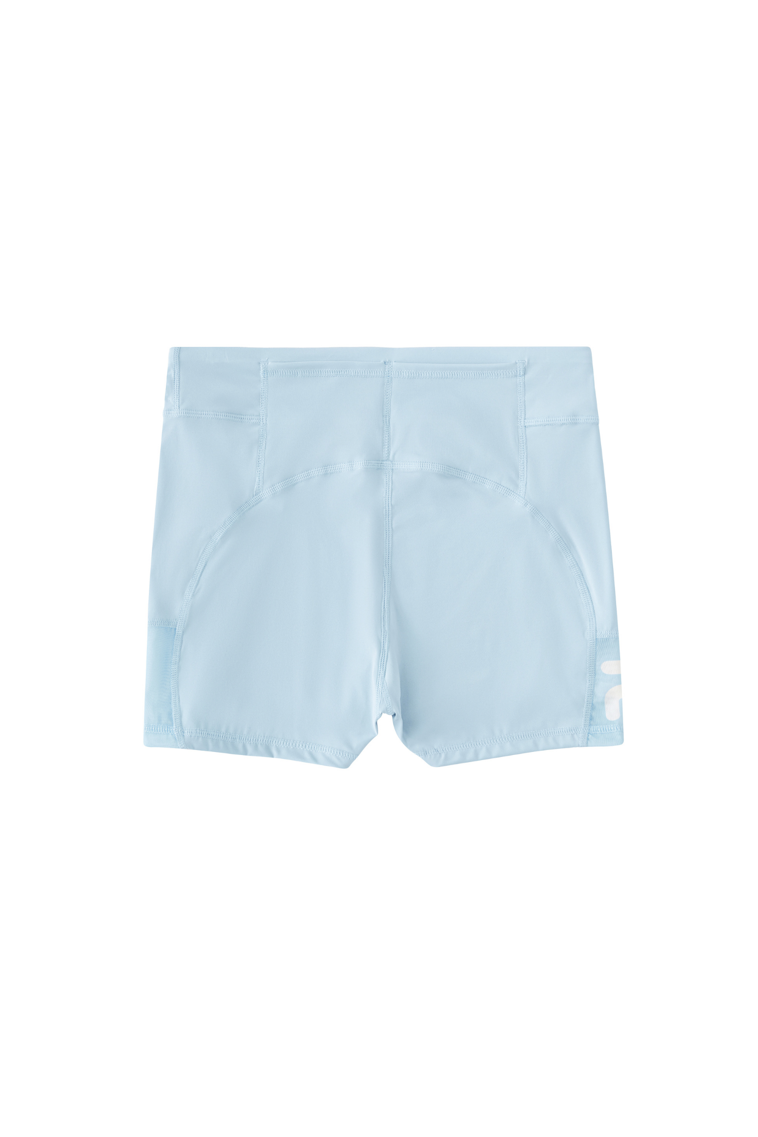 back of the Ramsports Serve Zip Fitted Shorts in powder blue