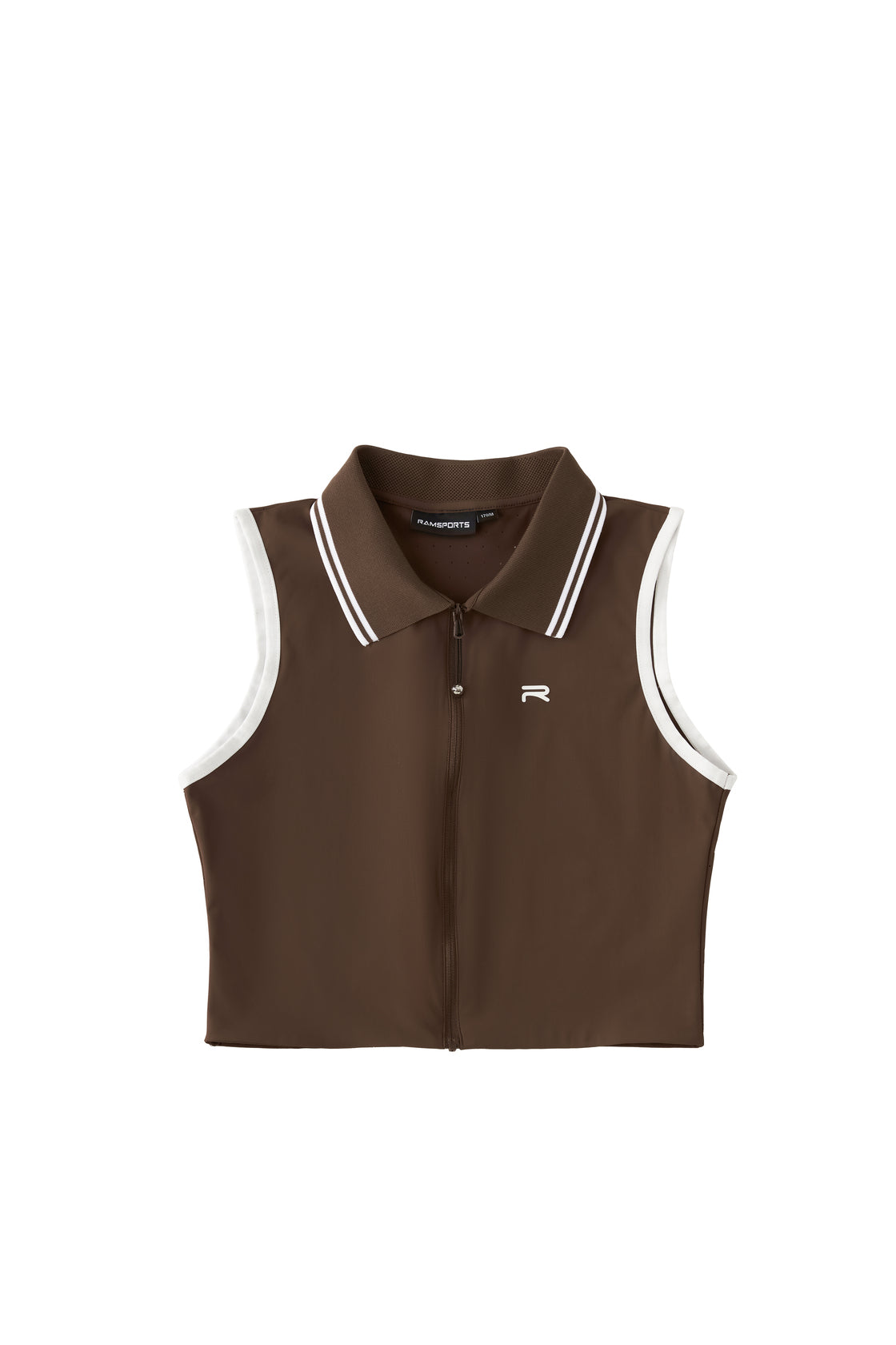 Ramsports serve zip crop polo in brown