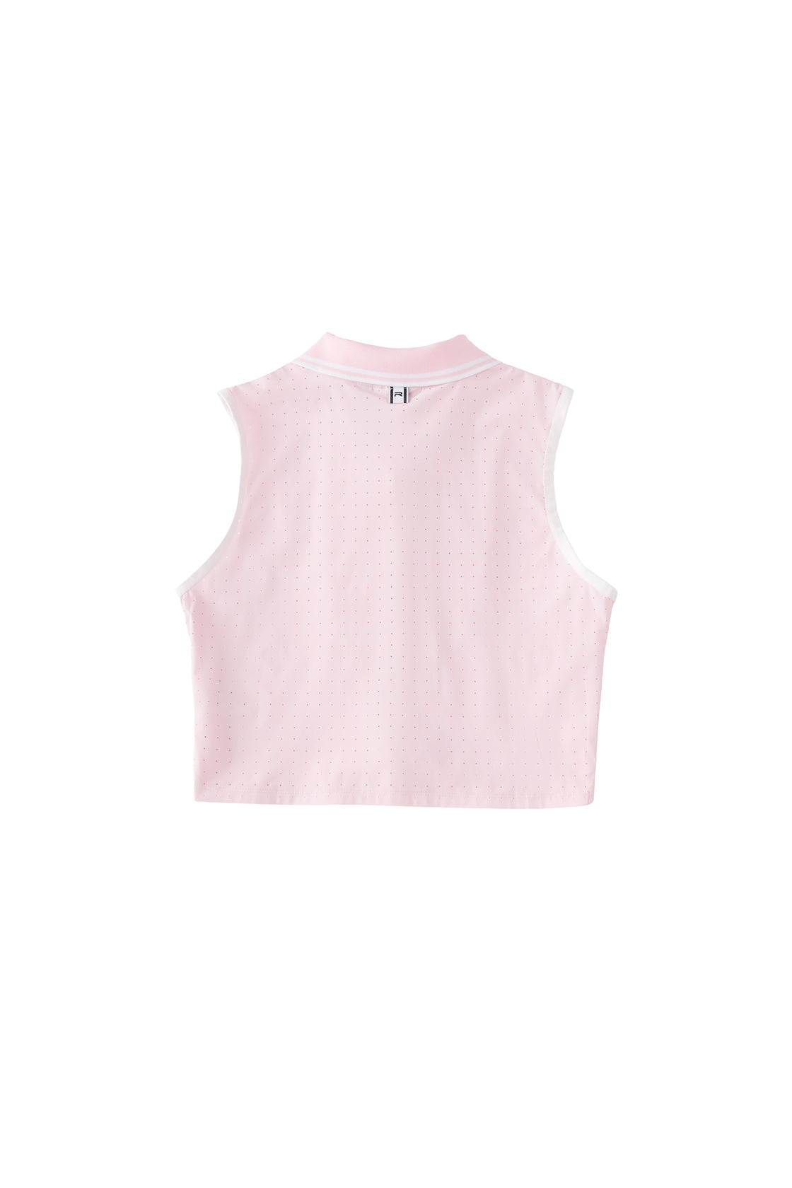 Back view of Ramsports serve zip crop polo in pink