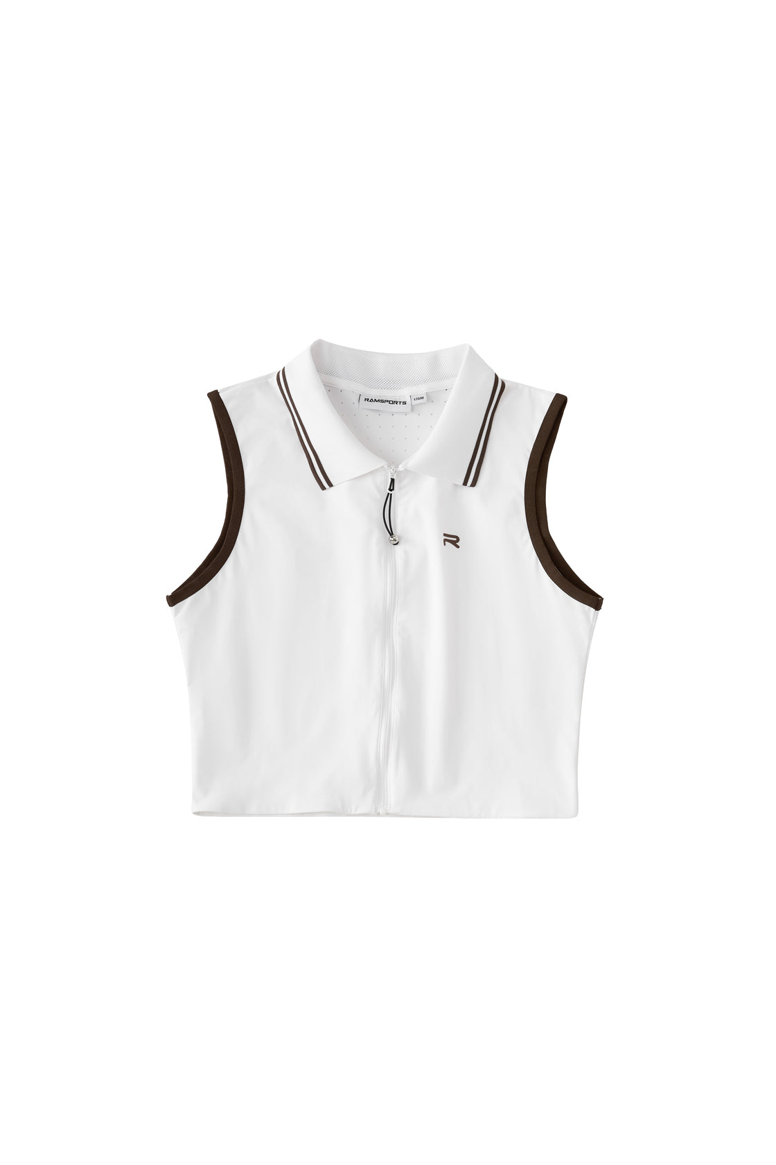 Ramsports serve zip crop polo in white