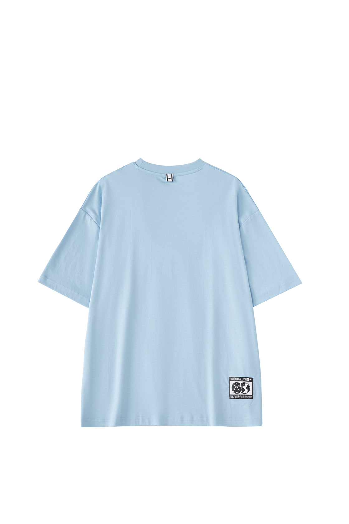 Back view of Ramsports Court Moods Icon Grid T-shirt in blue