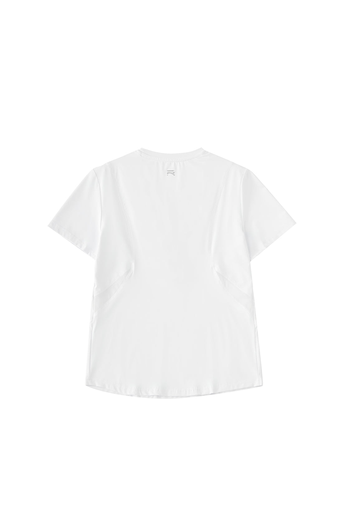 back of White Ramsports Flow Panel Crew Tee.
