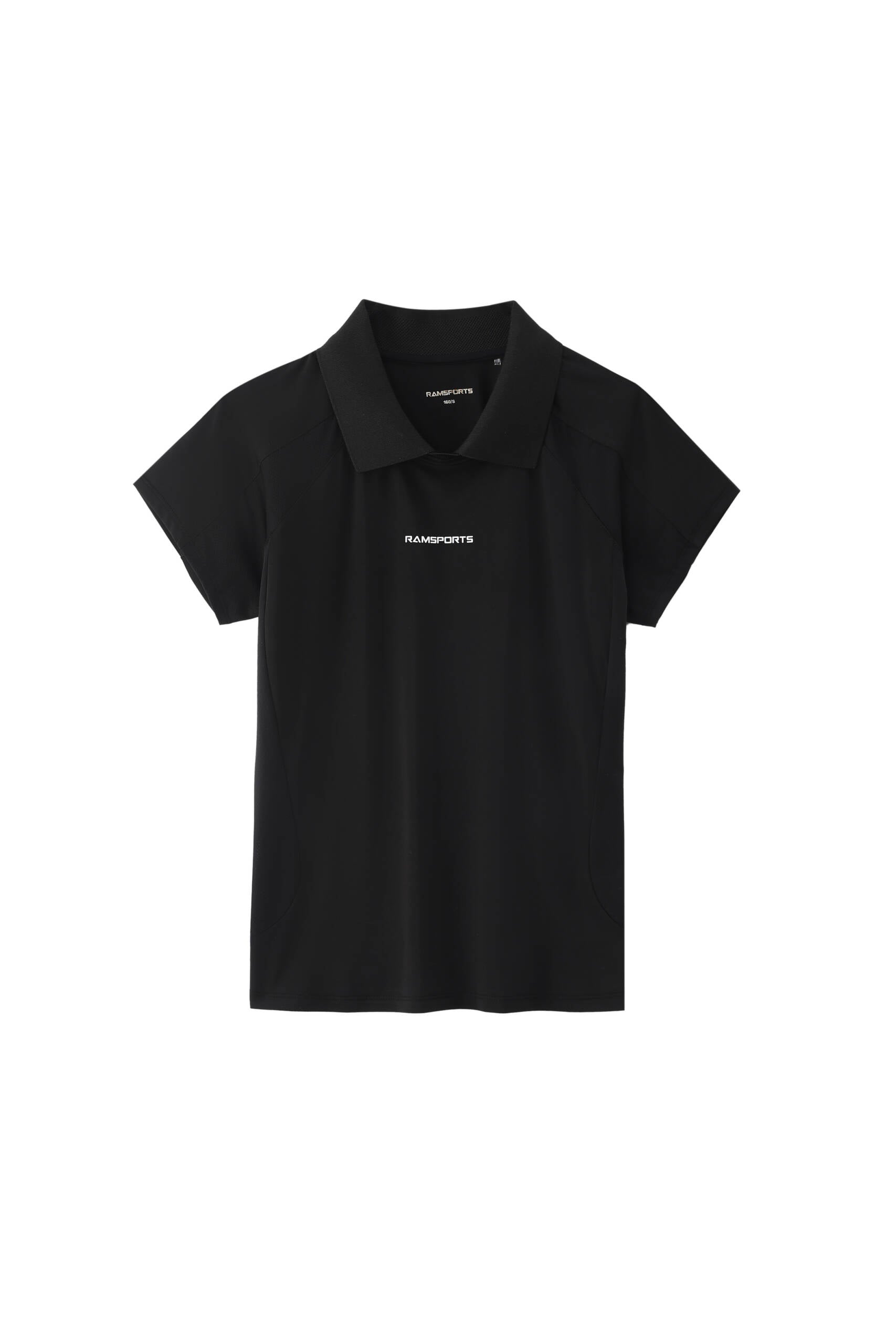 Black Ramsports AirFlow Mesh Polo displayed against a white background