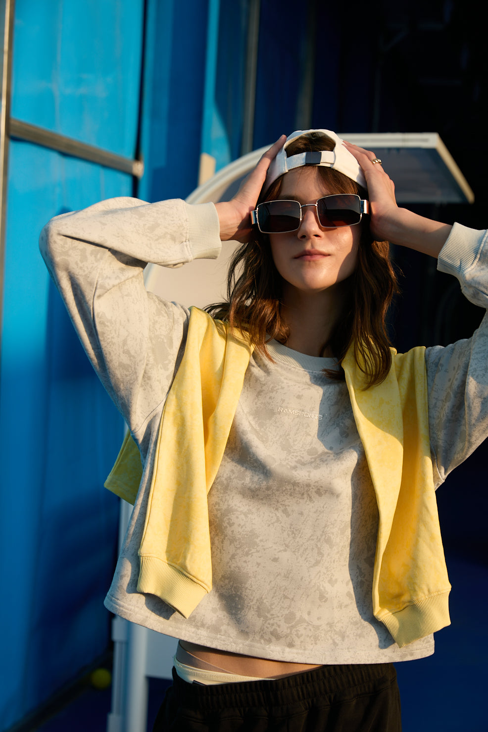EcoSoft Marble Print Crop Sweatshirt