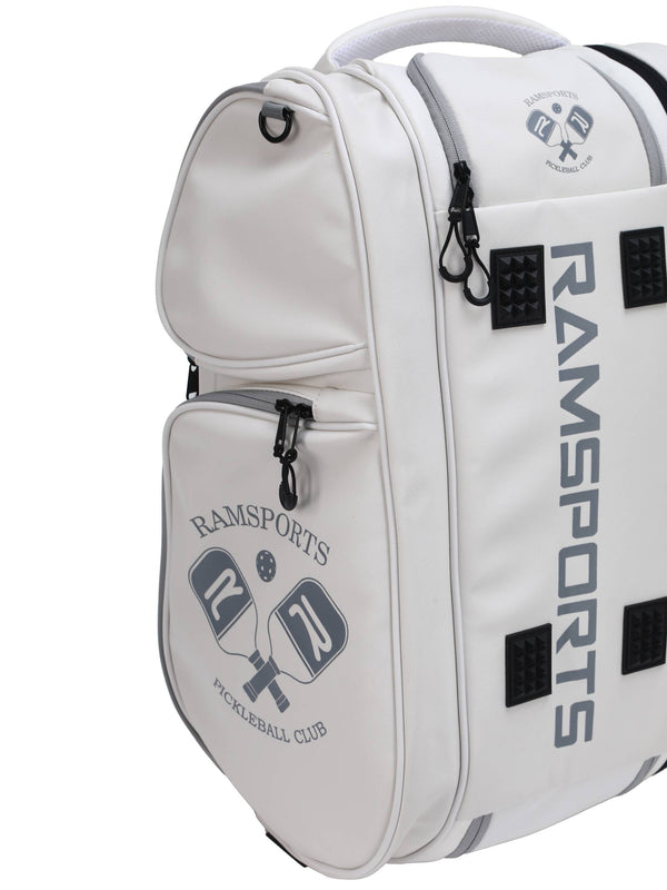 Side view and cropped image of the Ramsports Lite Carry Arctic Backpack displayed against a white background