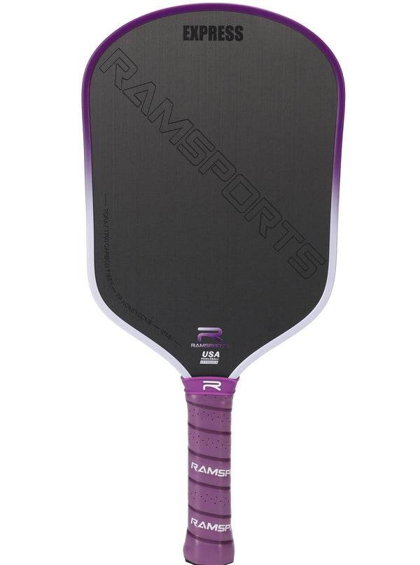 Ramsports Purple Express Pickleball Paddle shown in full against a white background