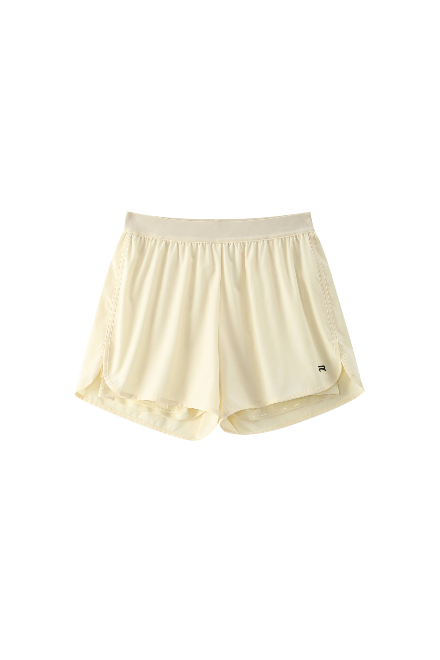 Women FlexTek Pace Shorts in khaki in white background