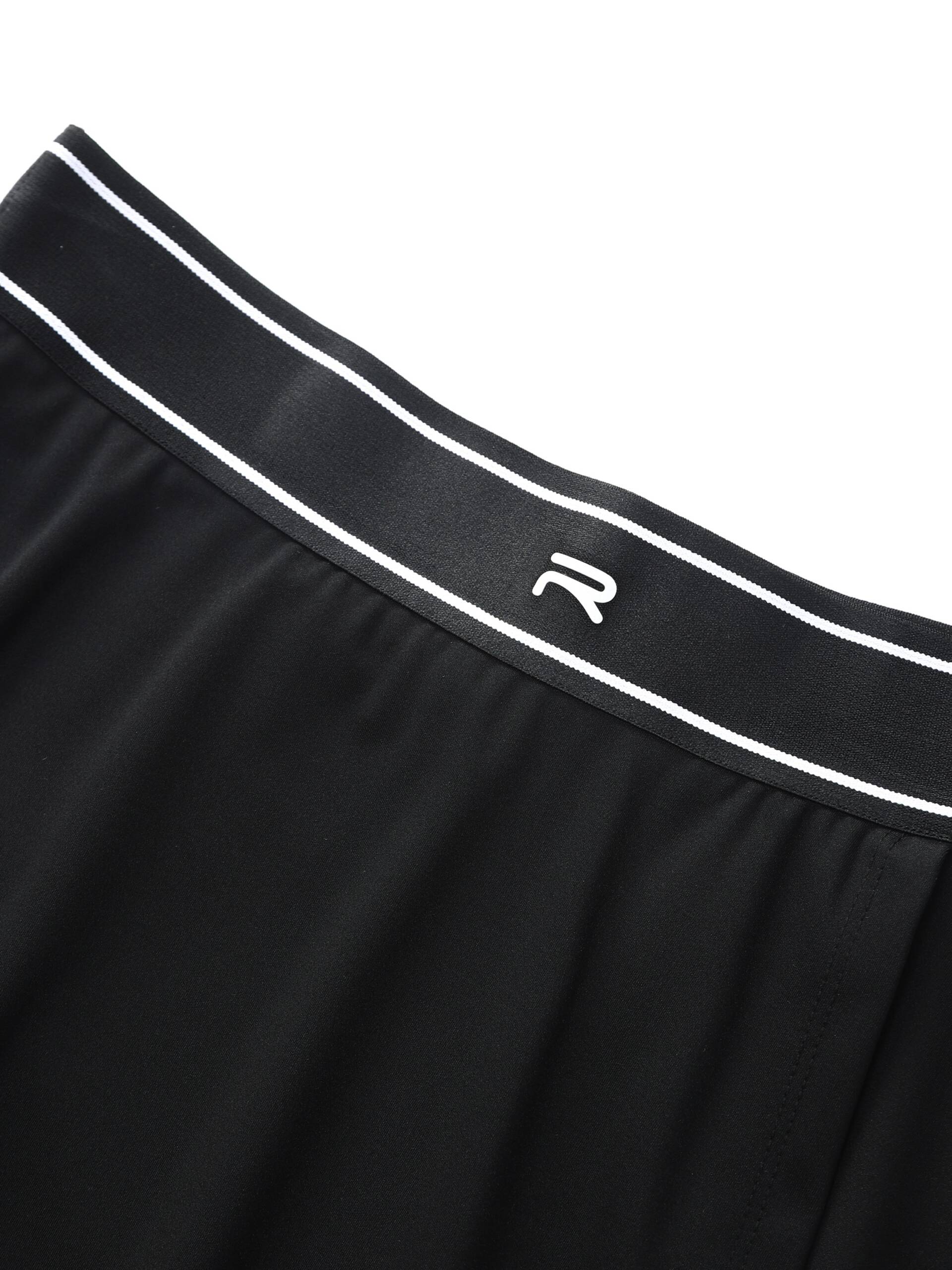 Zoomed-in image showing the Ramsports logo on the black FlexTek Sport Skort