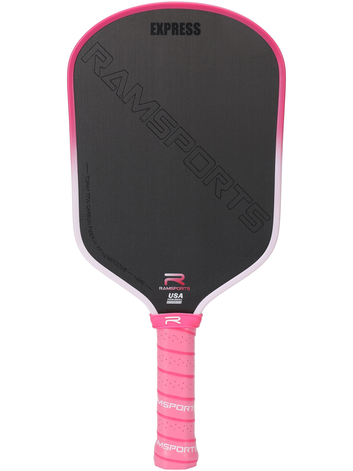 Ramsports Pink Express Pickleball Paddle over a white background